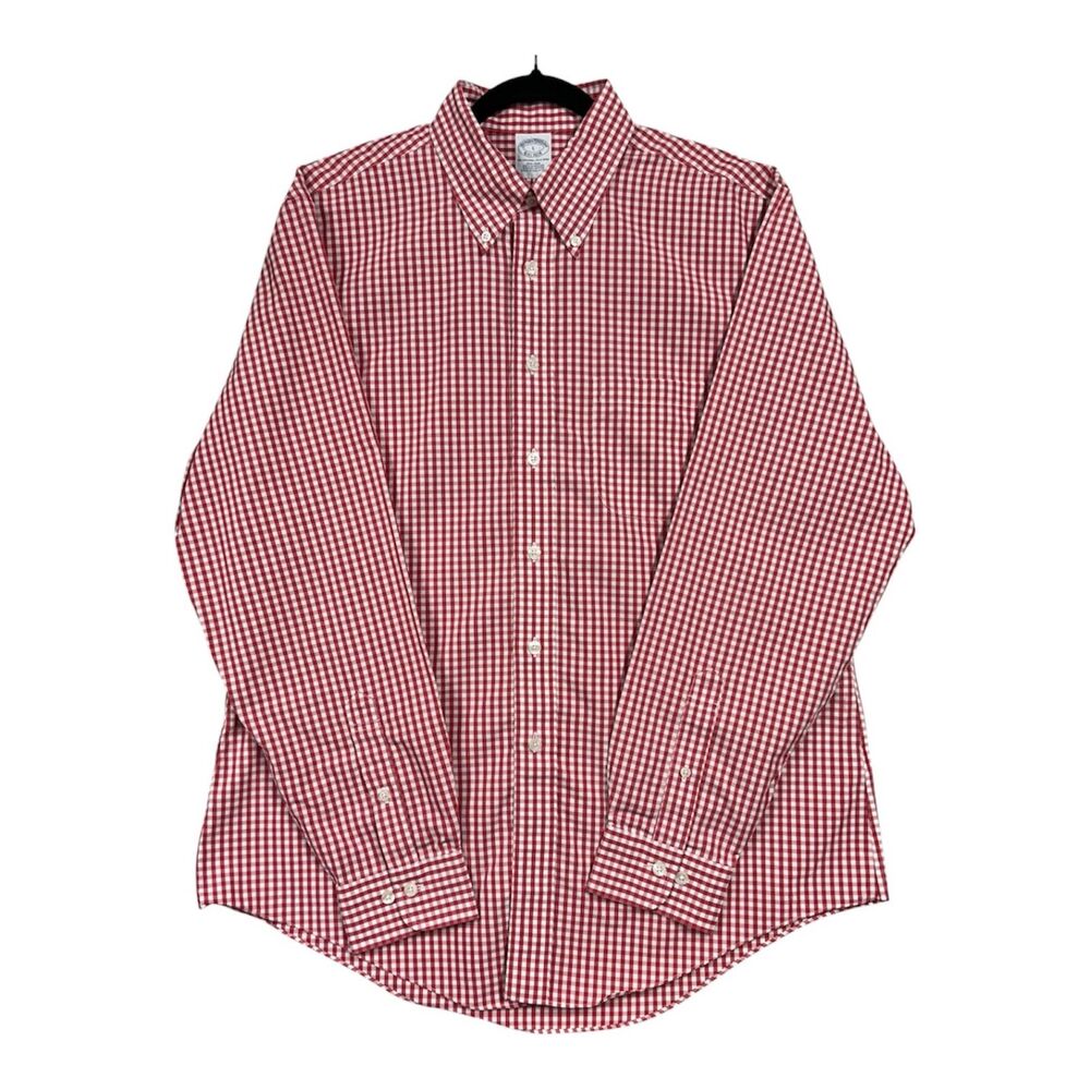 Brooks Brothers The Original Polo Shirt Non Iron Gingham Supima Cotton Sz L